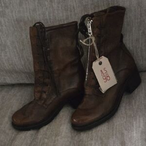 A.S.98 Women's Dark Brown Combat Boots
